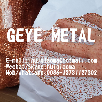 China Bare Copper Knitted Wire Mesh for Cables, Copper Braided Mesh Sleeves for Conductors, Knitting Copper Gauze Tapes supplier