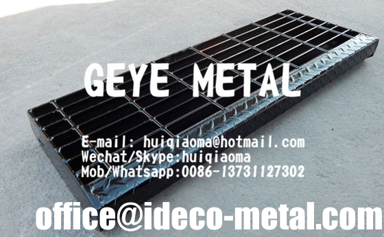 Welded Steel Bar Grating Stair Treads, Non-Slip Metal Grate Stair Treads supplier