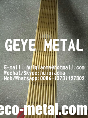 Copper/Brass/Golden Stainless Steel Bathroom Shower Drainage Channel, Linear Floor Drain Wedge Wire Grates supplier