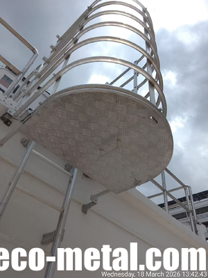 Marine Grade Stainless Steel Fixed Vertical Safety Access Ladder with Protective Safety Cage and Foldable Rest Platform for Ships and Offshore Applications supplier